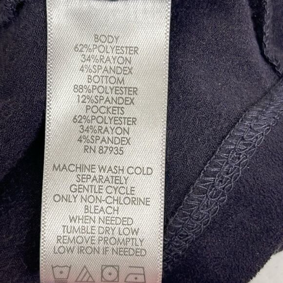 LOGO Lori Goldstein Blue French Terry Cardigan sz Large Open Waterfall Neckline - Picture 6 of 10